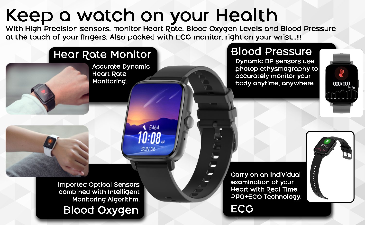 1.9'' Smart Watch Men Waterproof Sport Heart Rate Blood Pressure Android  IOS | eBay